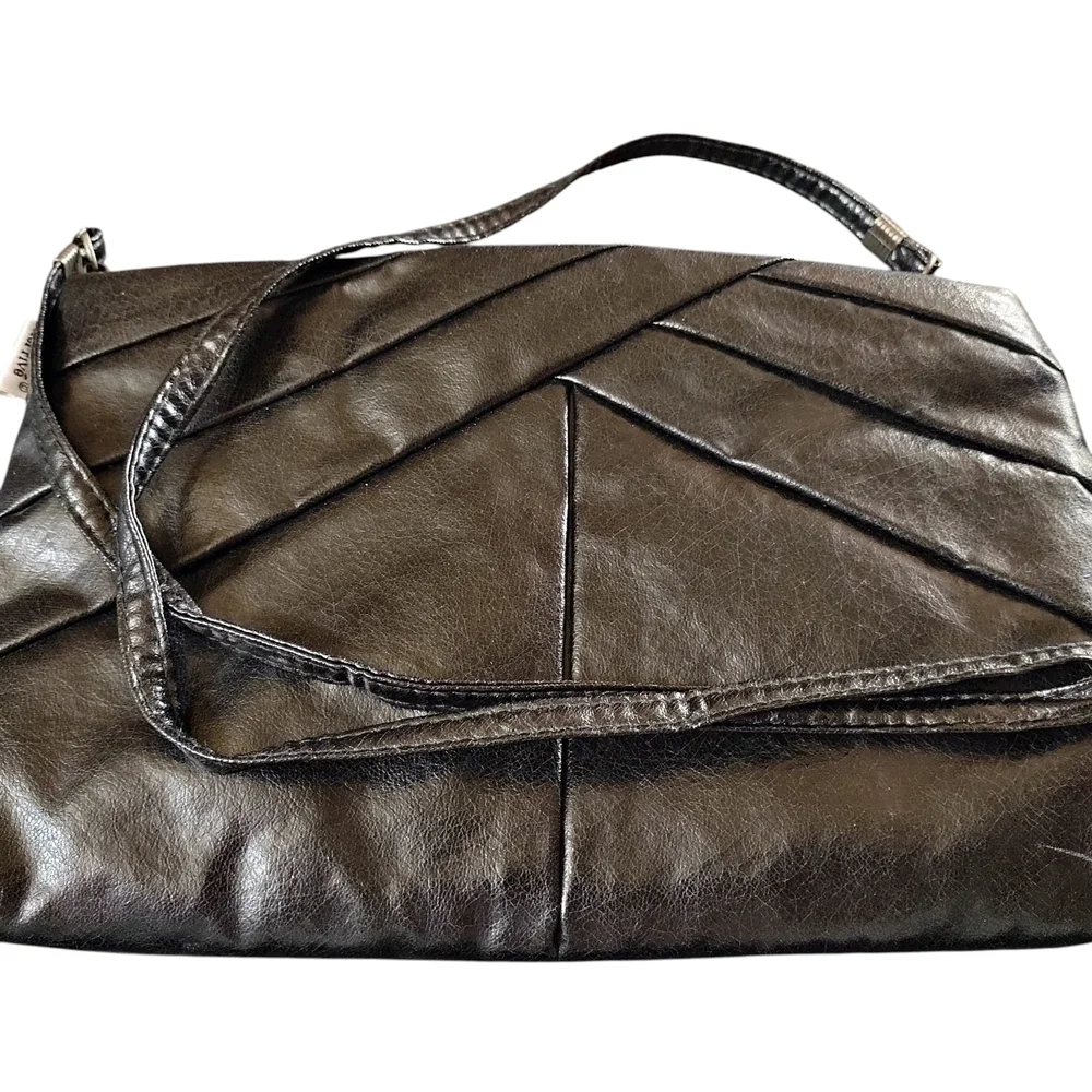 Le Privé Holiday Fair 70s/80s Elegant Black Faux Leather Purse Crossbody Clutch